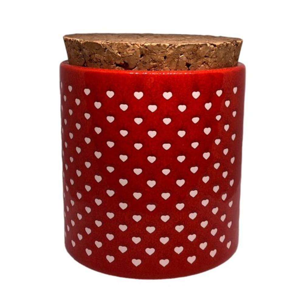 Vintage Rare Waechtersbach West Germany Red Ceramic Heart Jar With Cork‎ Lid
